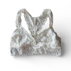 Aerie by American Eagle white lace bralette.